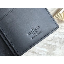 Replica Louis Vuitton Black Leather Embossed Louis Brazza Wallet