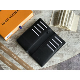 Replica Louis Vuitton Black Leather Embossed Louis Brazza Wallet