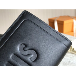 Replica Louis Vuitton Black Leather Embossed Louis Brazza Wallet