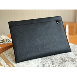 Replica Louis Vuitton Black Taiga Leather Discovery Pochette
