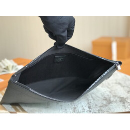 Replica Louis Vuitton Black Taiga Leather Discovery Pochette