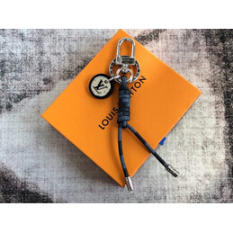 Replica Louis Vuitton Black Silver Round LV Key Holder Charm