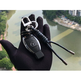 Replica Louis Vuitton Black Silver Round LV Key Holder Charm