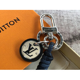 Replica Louis Vuitton Black Silver Round LV Key Holder Charm