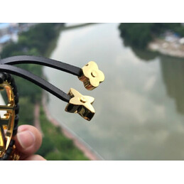 Replica Louis Vuitton Black Gold Round LV Key Holder Charm