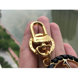 Replica Louis Vuitton Black Gold Round LV Key Holder Charm