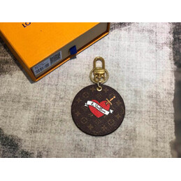 Replica Louis Vuitton Brown Monogram Pink LV Round Key Holder Charm