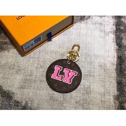 Replica Louis Vuitton Brown Monogram Pink LV Round Key Holder Charm