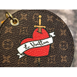 Replica Louis Vuitton Brown Monogram Pink LV Round Key Holder Charm