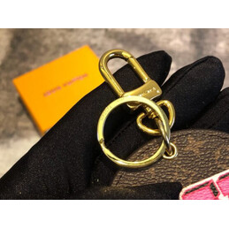 Replica Louis Vuitton Brown Monogram Pink LV Round Key Holder Charm