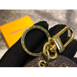 Replica Louis Vuitton Brown Monogram Pink LV Round Key Holder Charm