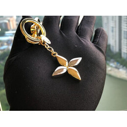 Replica Louis Vuitton Gold LV Initials Monogram Flower Key Holder Charm