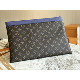 Replica Louis Vuitton Brown Monogram Blue Trim Discovery Pochette