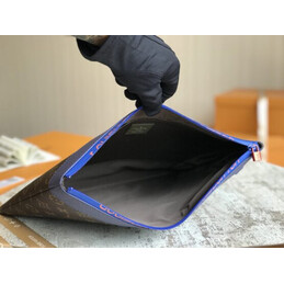 Replica Louis Vuitton Brown Monogram Blue Trim Discovery Pochette