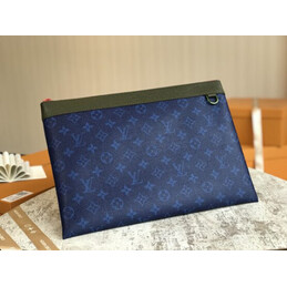 Replica Louis Vuitton Blue Monogram Green Trim Discovery Pochette