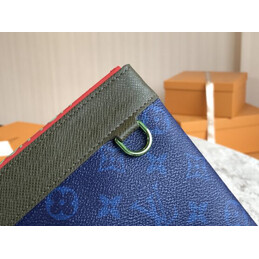 Replica Louis Vuitton Blue Monogram Green Trim Discovery Pochette