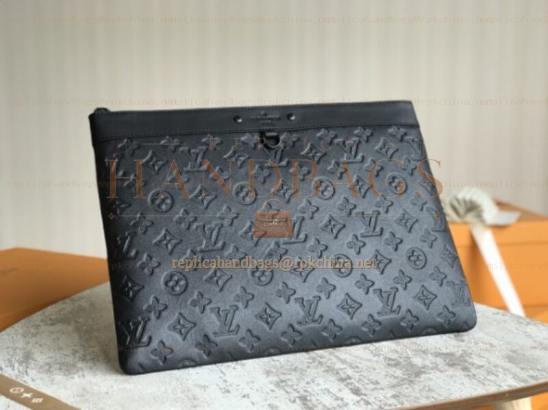 Replica Louis Vuitton Black Monogram Eclipse Discovery Pochette