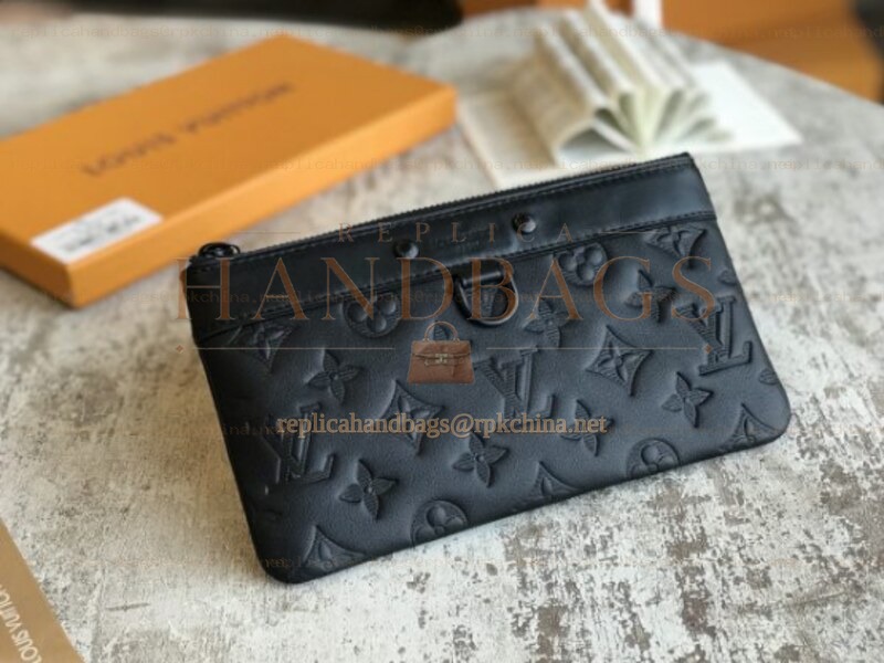 Replica Louis Vuitton Black Monogram Eclipse Discovery Pochette PM