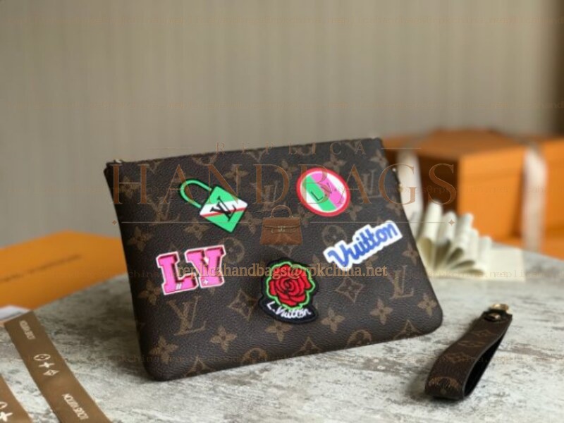 Replica Louis Vuitton Brown Monogram Multicolor Graphic City Pouch