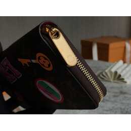 Replica Louis Vuitton Brown Monogram Rose Patch Zippy Wallet