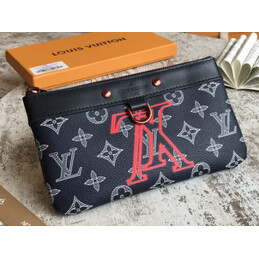 Replica Louis Vuitton Black Monogram Red Initial Graphic Discovery Pochette PM