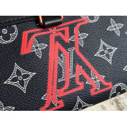 Replica Louis Vuitton Black Monogram Red Initial Graphic Discovery Pochette PM