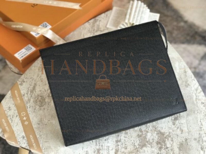 Replica Louis Vuitton Black Epi Leather Pochette Voyage MM