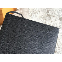 Replica Louis Vuitton Black Taiga Leather Pochette Voyage MM