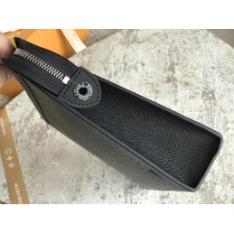 Replica Louis Vuitton Black Taiga Leather Pochette Voyage MM