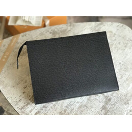 Replica Louis Vuitton Black Taiga Leather Pochette Voyage MM
