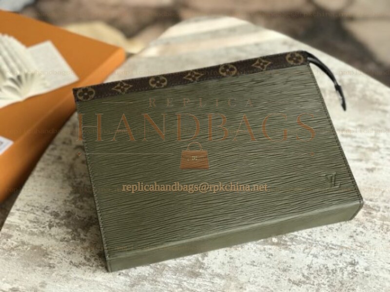 Replica Louis Vuitton Olive Green Epi Leather Pochette Voyage MM