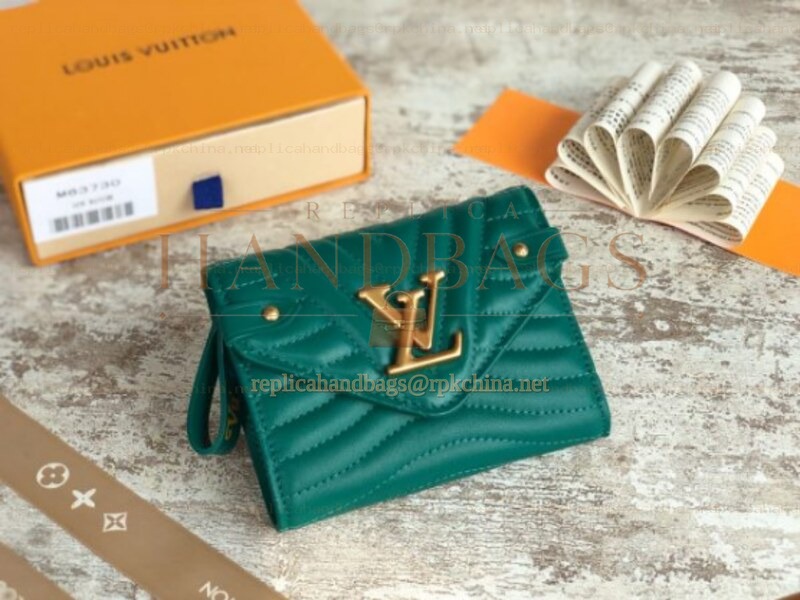 Replica Louis Vuitton Green Quilted New Wave Compact Wallet