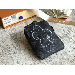 Replica Louis Vuitton Black Monogram Gray Flower Zip Charm Wallet