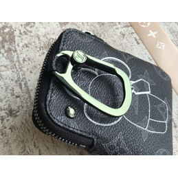 Replica Louis Vuitton Black Monogram Gray Flower Zip Charm Wallet