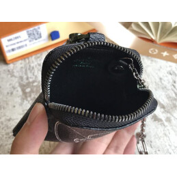 Replica Louis Vuitton Black Monogram Gray Flower Zip Charm Wallet