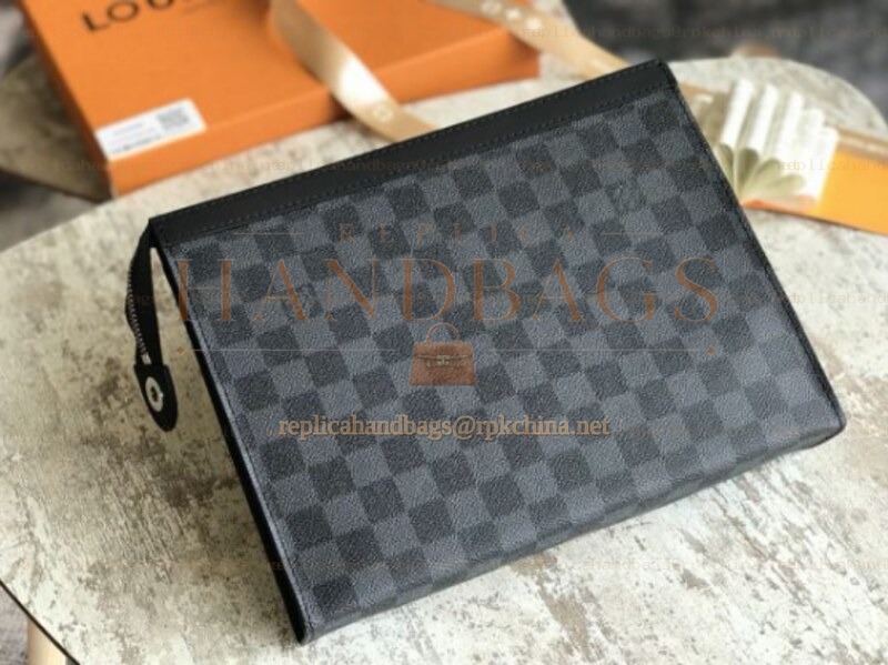 Replica Louis Vuitton Damier Graphite Pochette Voyage MM Zip Pouch