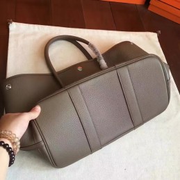 Replica Hermes Taupe Garden Party 30 Textured Leather Bag