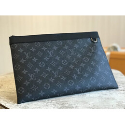 Replica Louis Vuitton Black Monogram Eclipse Discovery Pochette Wristlet