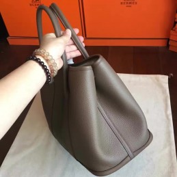 Replica Hermes Taupe Garden Party 30 Textured Leather Bag