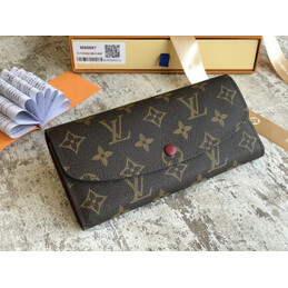 Replica Louis Vuitton Brown Monogram Burgundy Snap Emilie Wallet