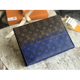 Replica Louis Vuitton Brown Monogram Blue Gradient Pochette Voyage MM