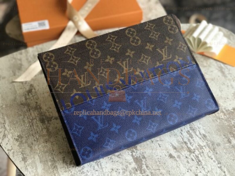 Replica Louis Vuitton Brown Monogram Blue Gradient Pochette Voyage MM