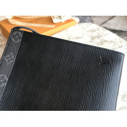 Replica Louis Vuitton Black Epi Leather Pochette Voyage MM Zip Pouch