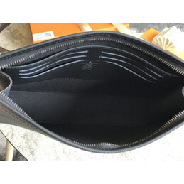 Replica Louis Vuitton Black Monogram Eclipse White Stripe Pochette Voyage MM Zip Pouch