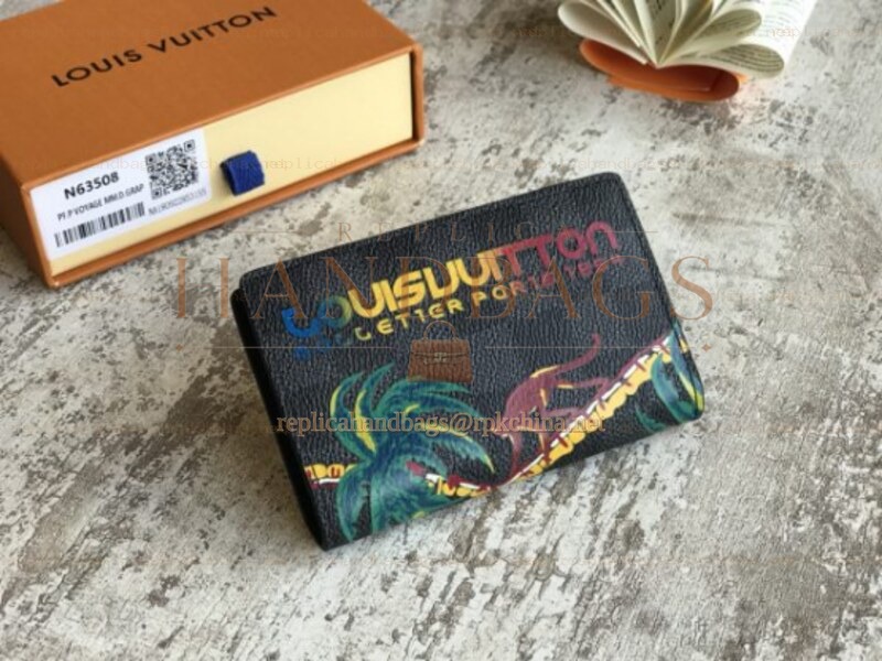 Replica Louis Vuitton Black Patchwork Pocket Organizer