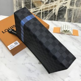 Replica Louis Vuitton Damier Graphite Blue Stripe Pochette Voyage MM