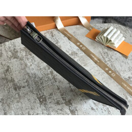 Replica Louis Vuitton Damier Graphite Yellow Stripe Pochette Voyage MM