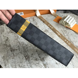 Replica Louis Vuitton Damier Graphite Yellow Stripe Pochette Voyage MM