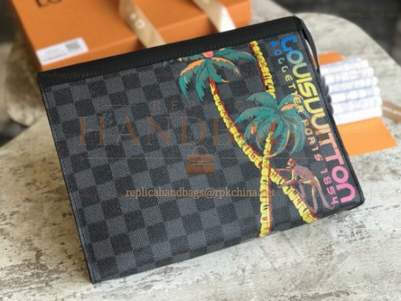 Replica Louis Vuitton Damier Graphite Palm Tree Pochette Voyage MM