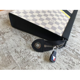 Replica Louis Vuitton White Damier V Stripe Pochette Voyage MM Zip Pouch